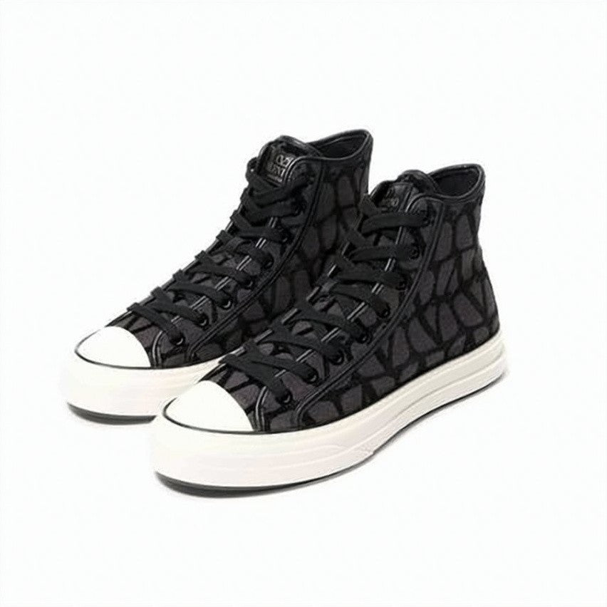 Valentino Garavani High-Top Sneakers With Geometric Pattern And Textured Sole