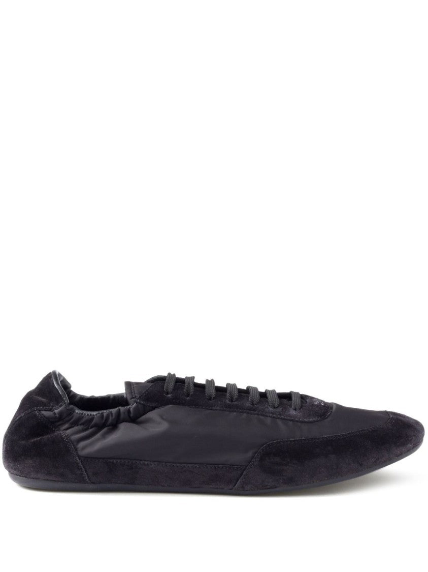 Prada Black Sleek Minimalist Suede Accents Sneakers