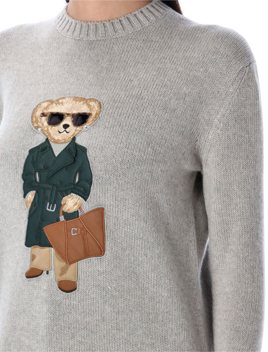 Polo Ralph Lauren Cashmere Crewneck Sweater With Whimsical Bear Patch