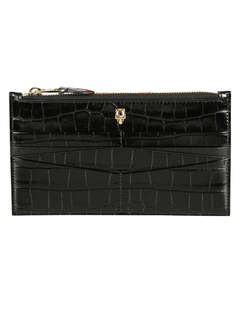 Alexander Mcqueen Black Leather Continental Wallet