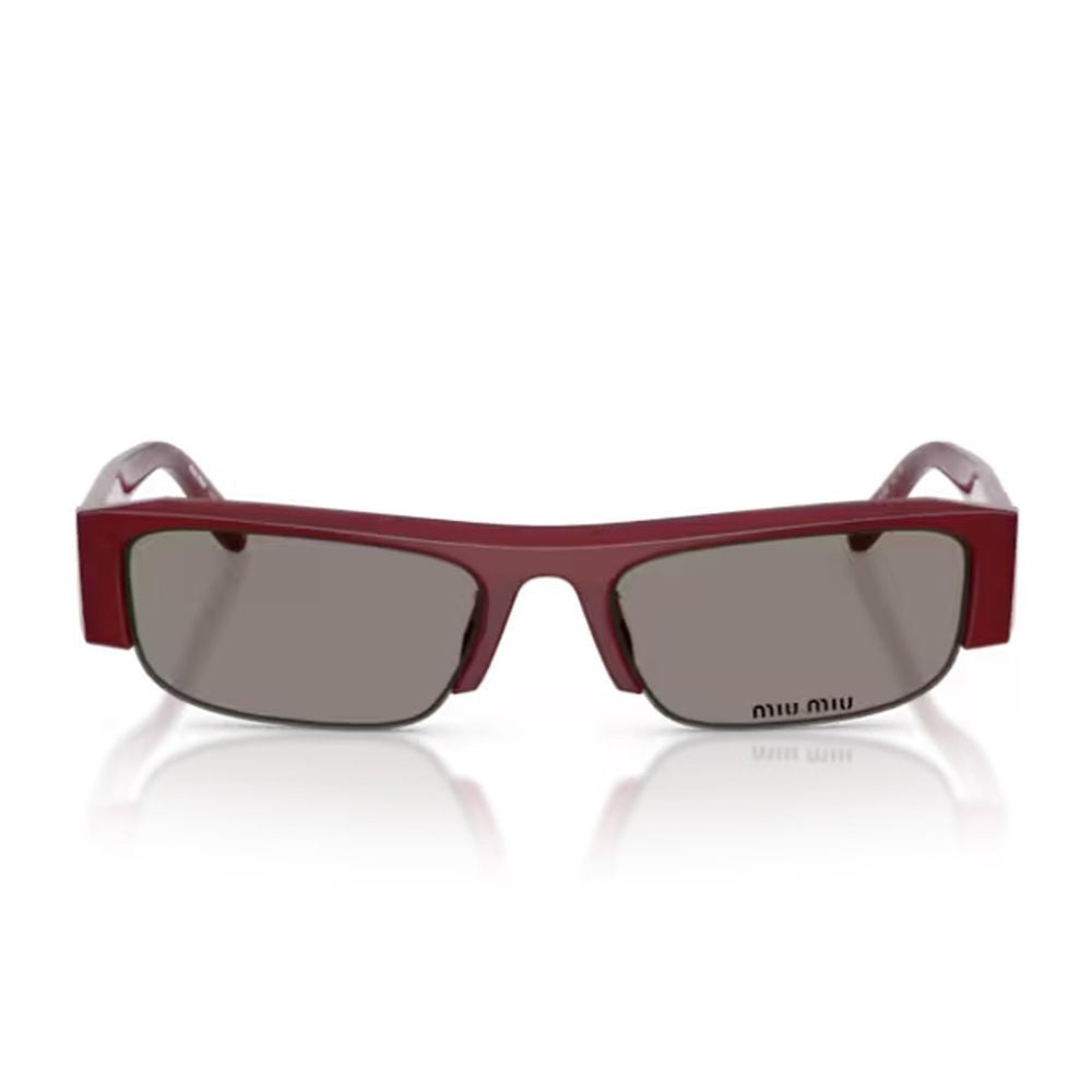 Miu Miu Slim Rectangular Burgundy Acetate Sunglasses With Smoky Lenses