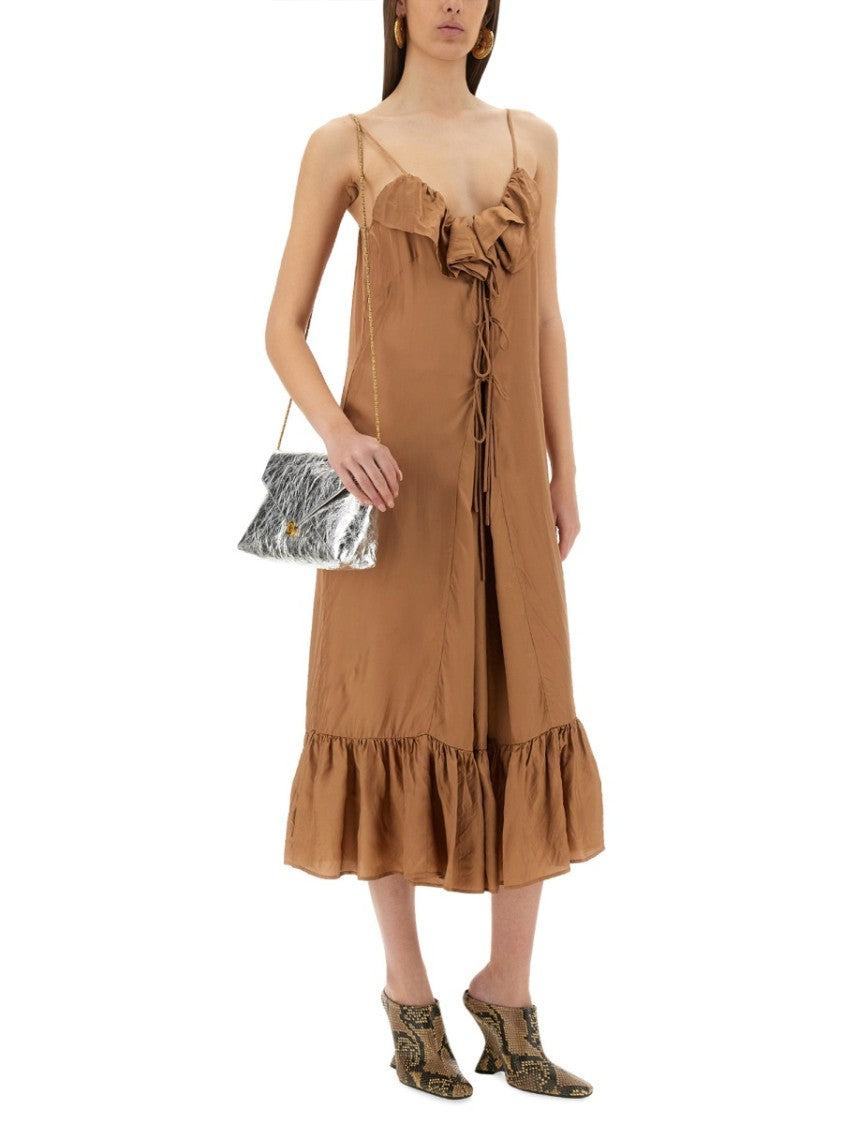 Dries Van Noten Ruffled Midi Petticoat Dress With Flowing Silhouette