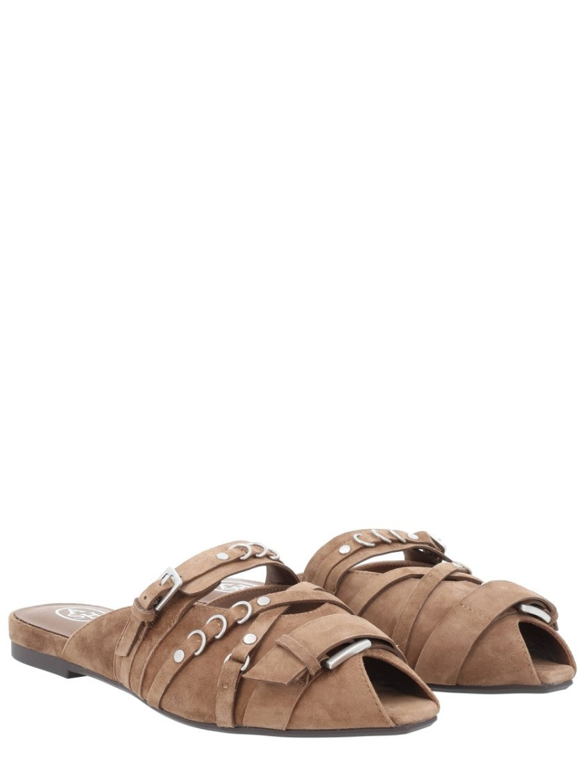 Ash Brown Brigit Suede Flat Mules