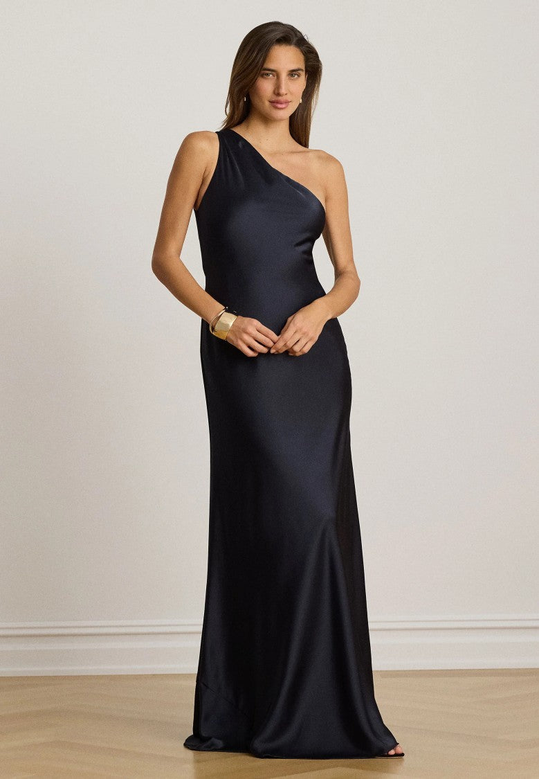 Lauren Ralph Lauren Floor-Length Satin One-Shoulder Maxi Dress