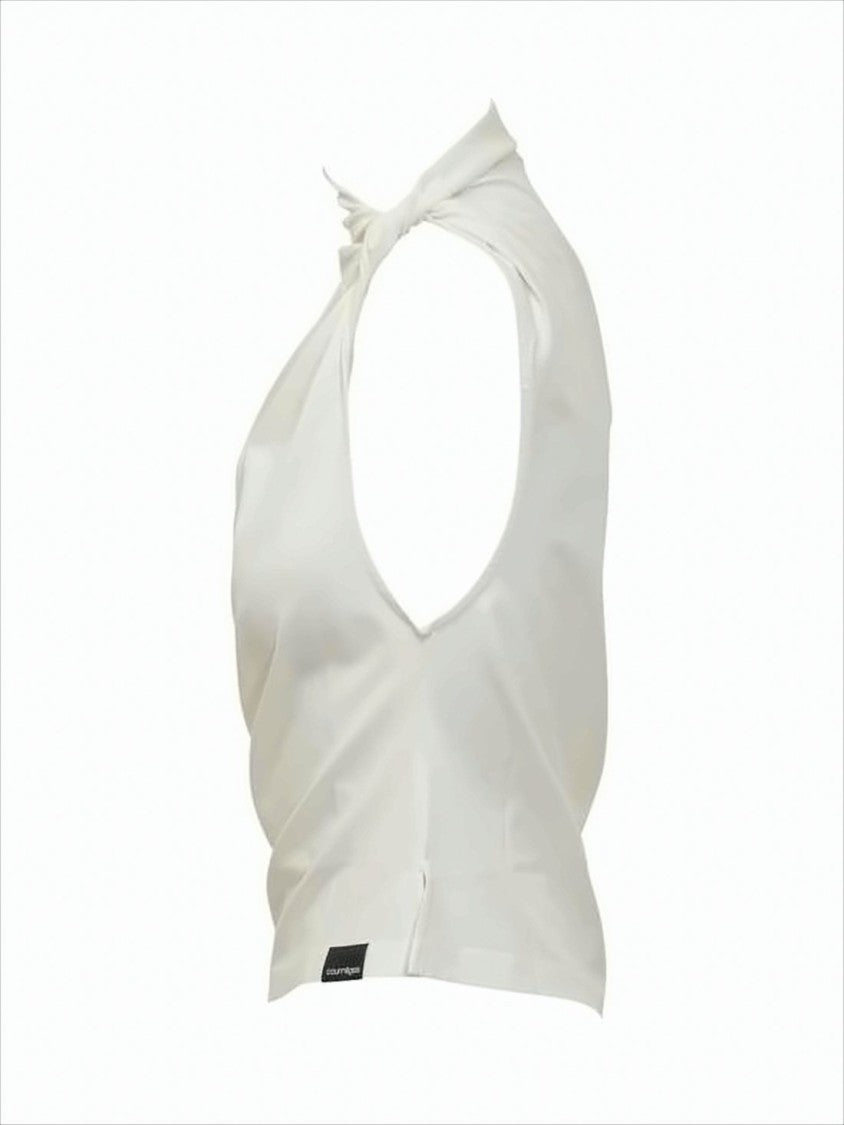 Courrèges High-Neck Sleeveless Top With Subtle Ruching