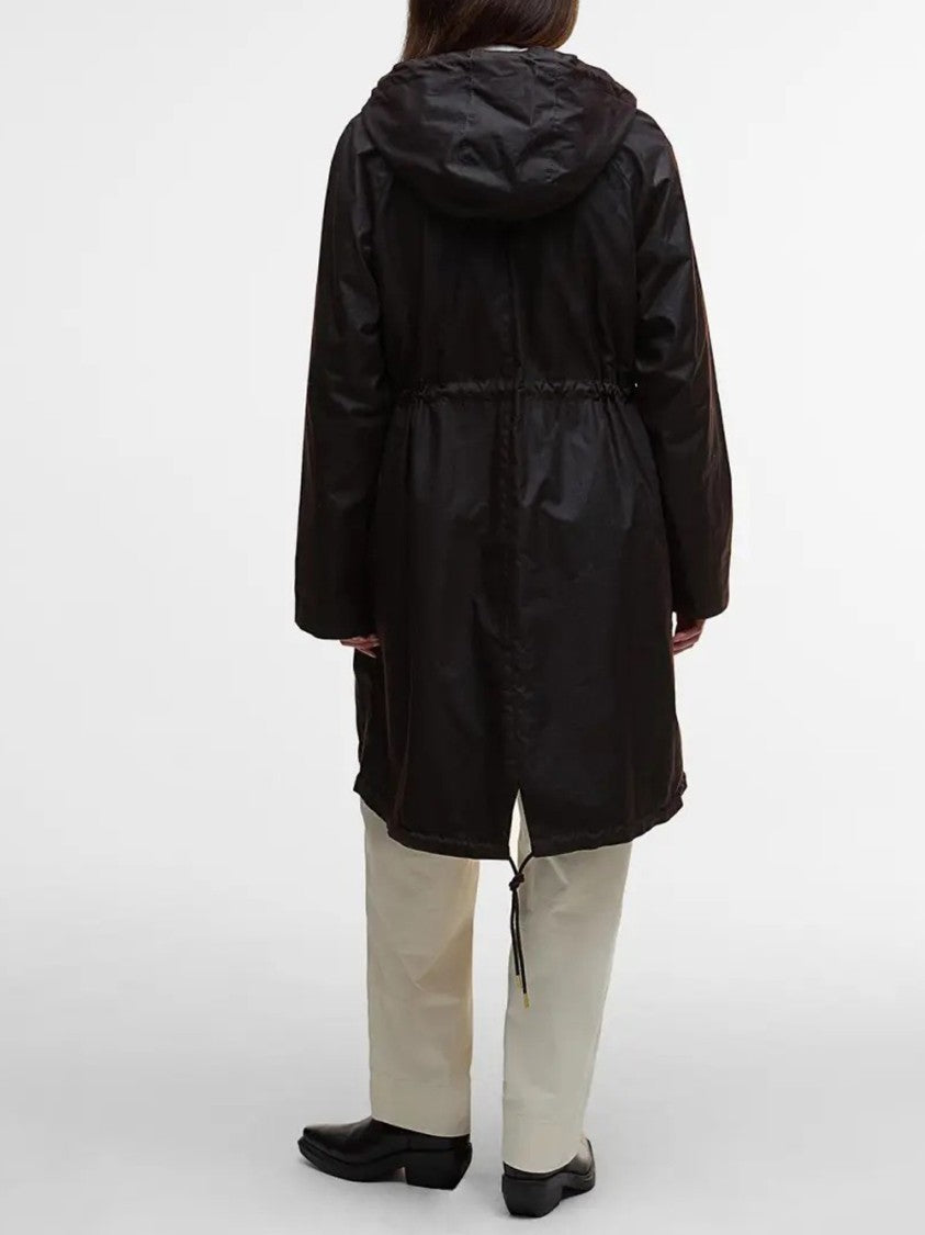 Barbour Marcy Wax Parka With Rustic Tartan Interior