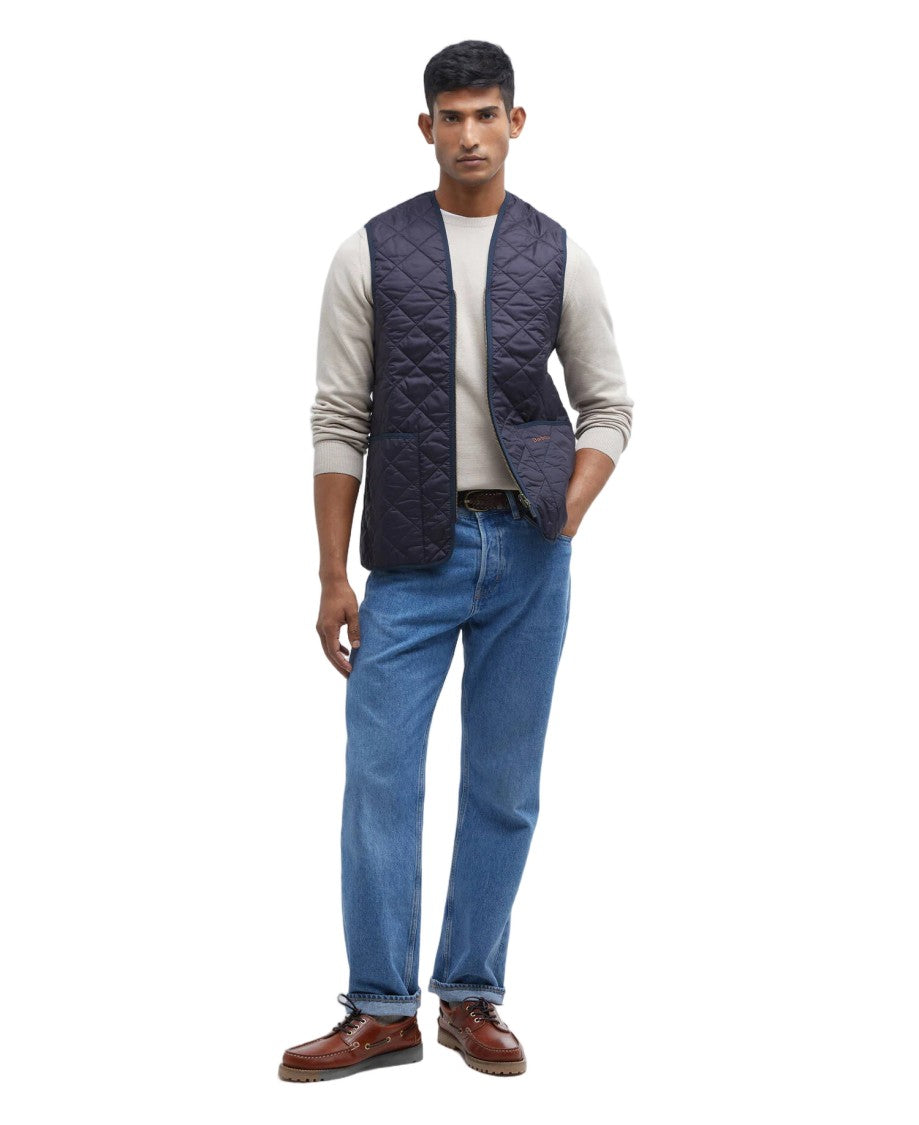 Barbour Quilted Navy Vest With Zip Closure