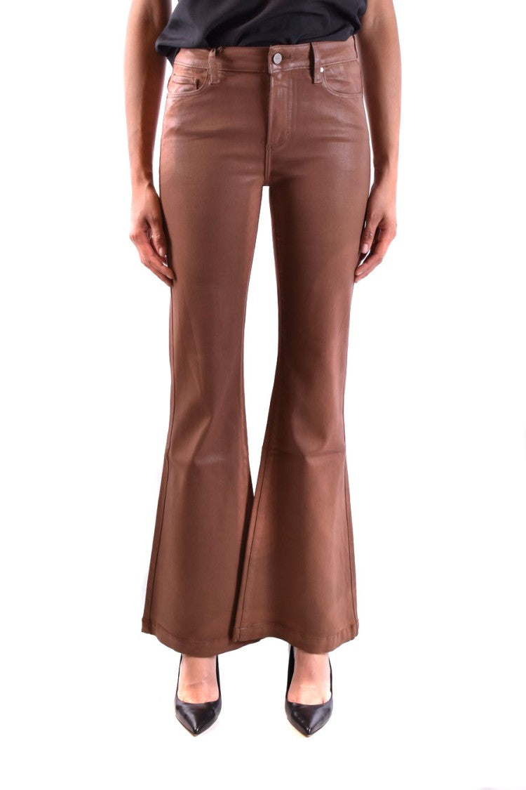 Paige High-Waisted Flared Jeans In Cognac With Finish
