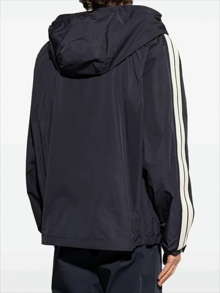 Moncler Hooded Black Lightweightjacket With Striped Detailing