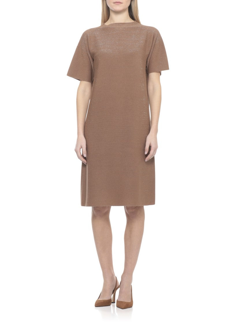 Fabiana Filippi Knee-Length Wool Blend Dress With Lurex Details