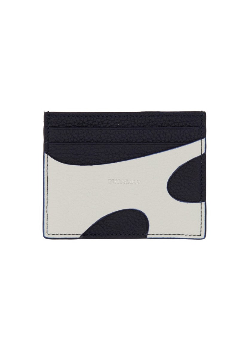 Ferragamo Textured Calfskin Card Holder With Modern Aesthetic