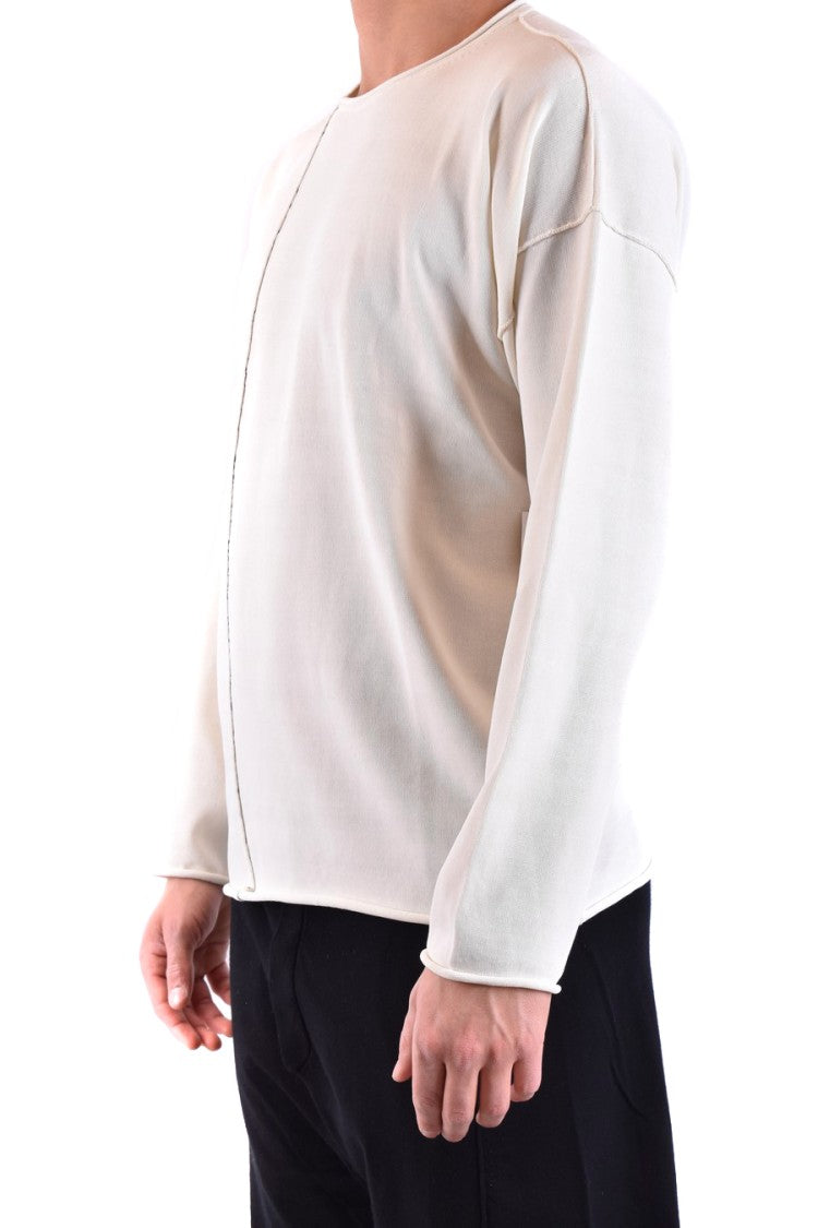 Isabel Benenato Relaxed Fit White Knitwear Asymmetrical Seams