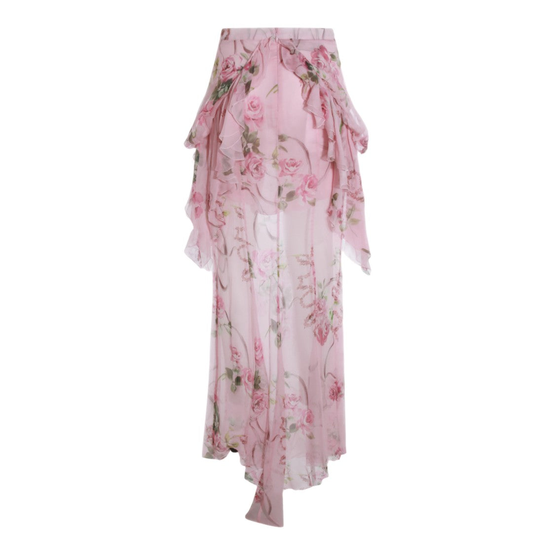 Blumarine Floral Rose Patterned Sheer Skirt