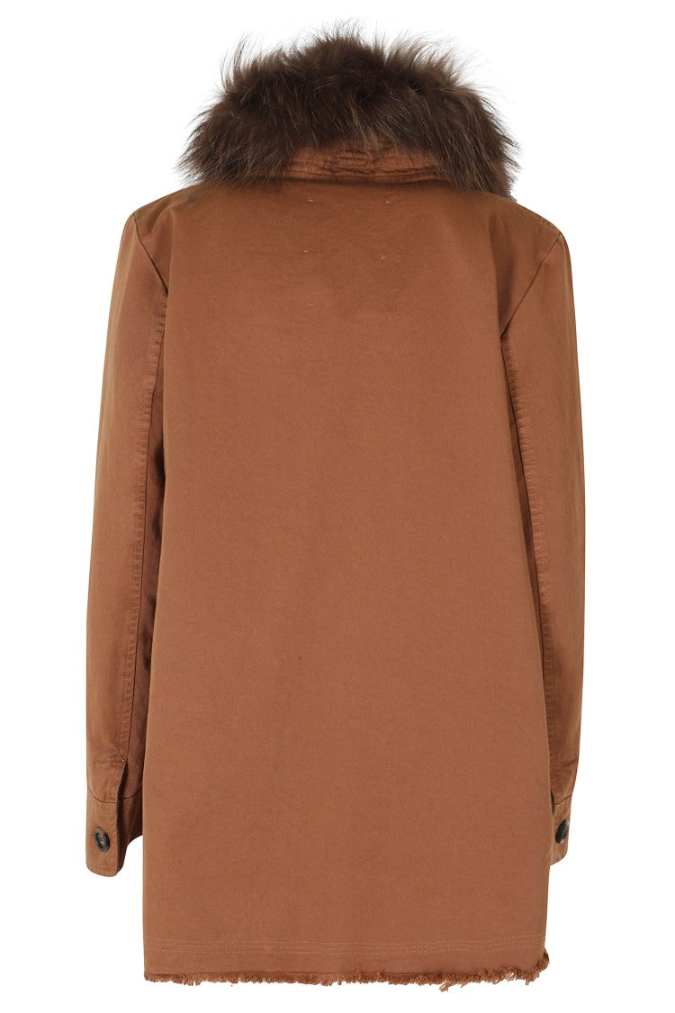 Bazar Deluxe Tobacco Cotton Removable Printed Wool Poncho Jacket