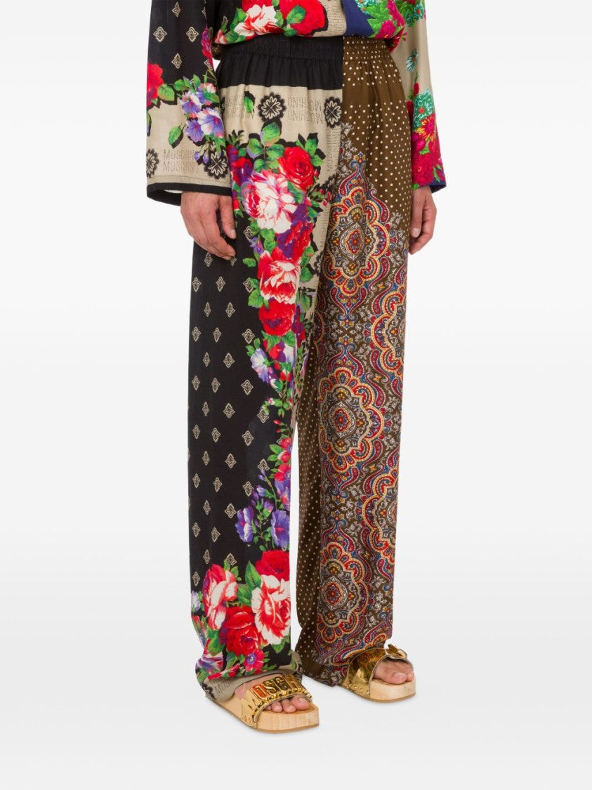 Moschino Multicolour Silk And Nylon Print Trousers