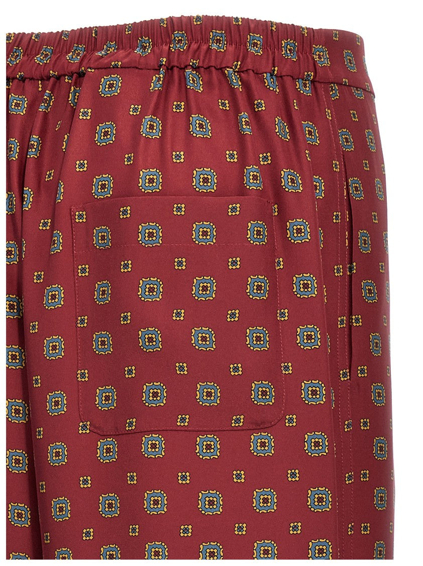 Moschino Vibrant Silk Trousers With Relaxed Fit And Elastic Waistband