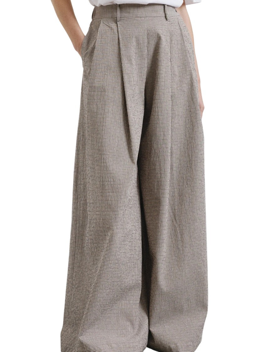 Pomandère Wide Cotton Micro Vichy Pants