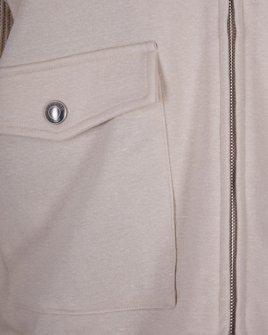 Eleventy Lightweight Cotton-Linen Blend Jacket With High Collar