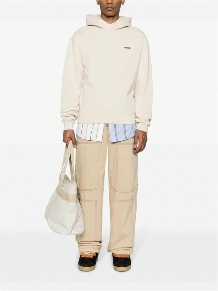 Jacquemus Light Beige Hooded Sweatshirt With Minimalist Design