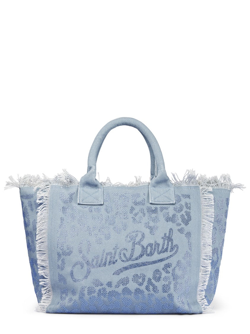 Mc2 Saint Barth Blue Vanity Cotton Fringed Shoulder Bag