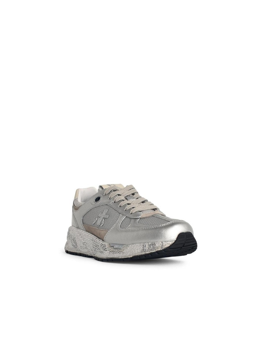 Premiata 'Mased 7093' Silver Leather Blend Sneakers