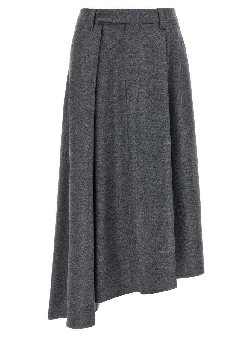 Brunello Cucinelli Asymmetrical Wool Skirt