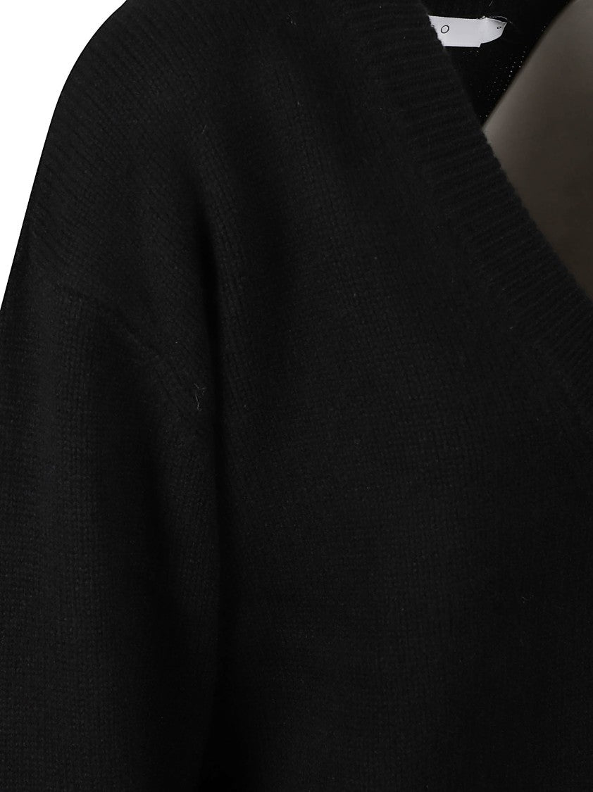 Iro Deep V-Neck Knit Sweater With Ribbed Detailing