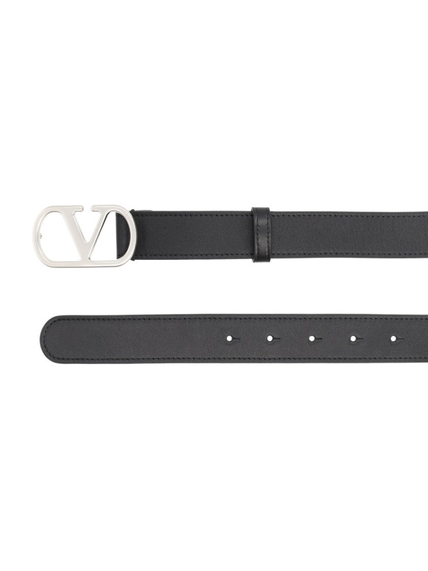 Valentino Garavani Vlogo Signature Narrow Leather Belt