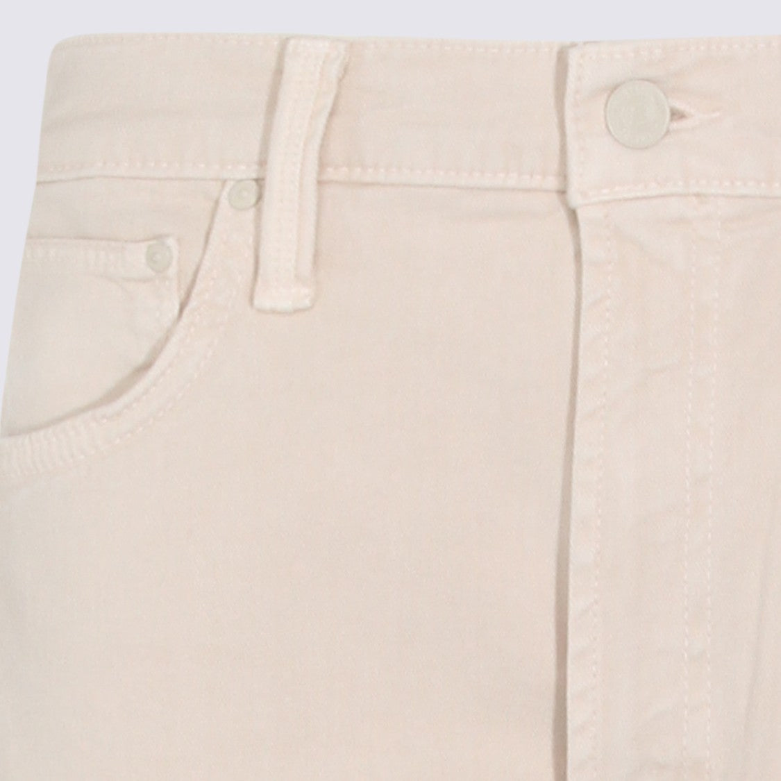Mother High Waist Beige Cotton Straight-Leg Jeans