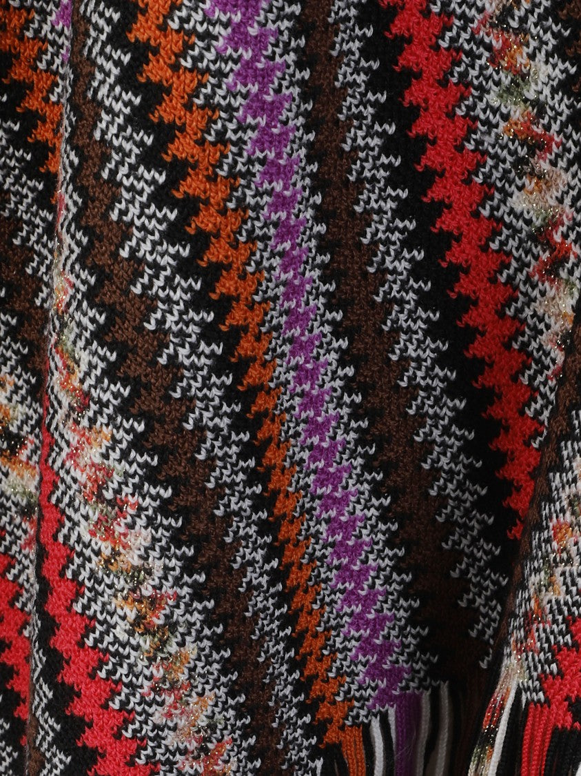 Missoni Vibrant Zigzag Pattern Poncho With Fringed Edges