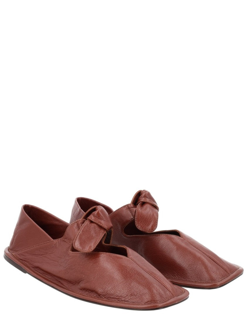 Hereu Brown Llasada Lambskin Knotted Flats