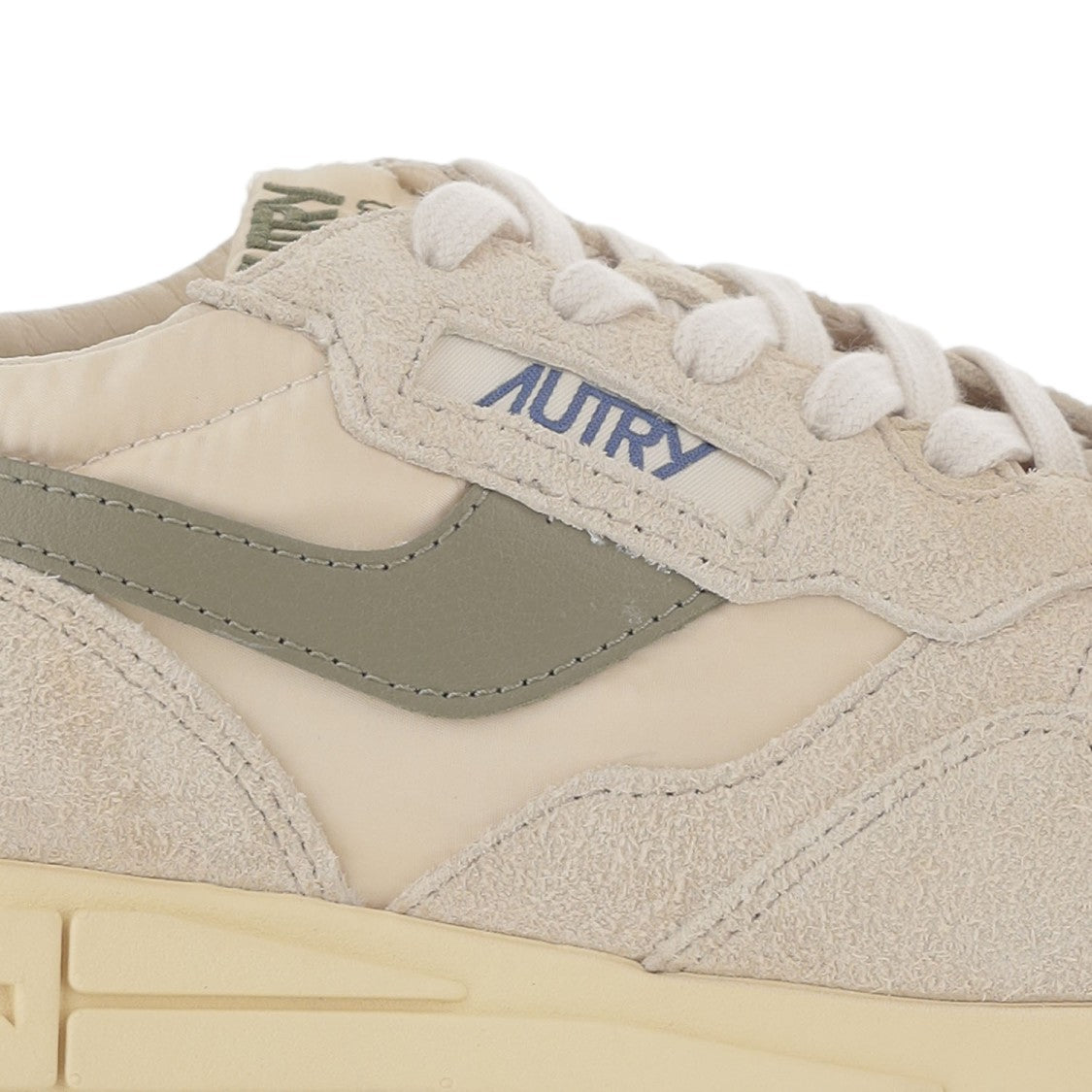 Autry Ivory/Green Padded Heel Running Sneakers