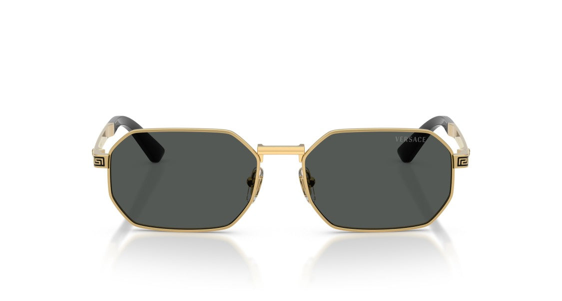 Versace Bold Geometric Frame Sunglasses With Greek Key Design