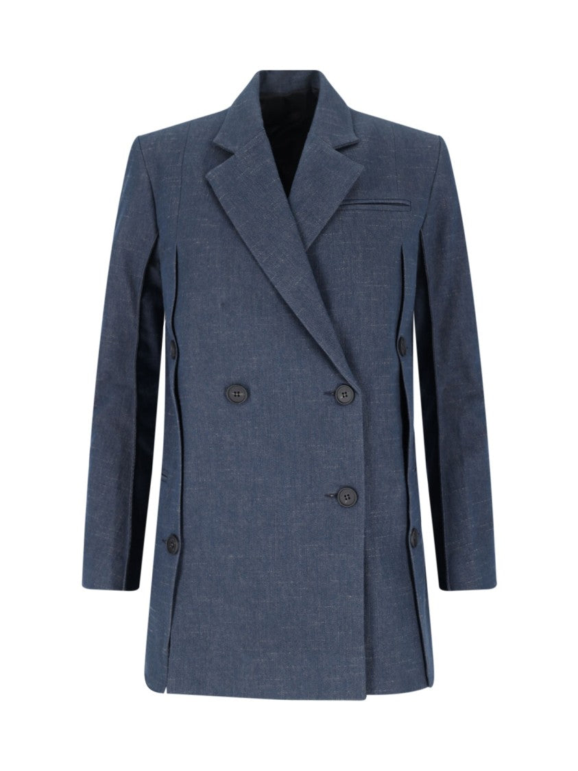 Eudon Choi Beatrice' Double-Breasted Blazer – Blue Mélange