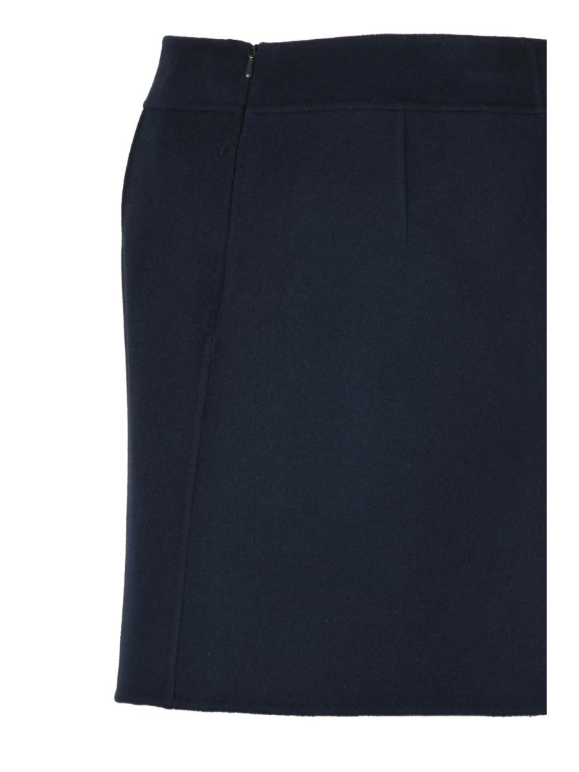 Max Mara Aida Mini Skirt In Smooth Virgin Wool With Zip Closure