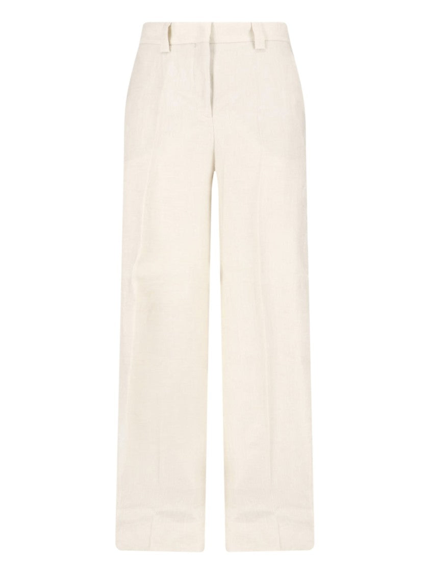 Incotex Cream Linen Straight-Leg Tailored Trousers