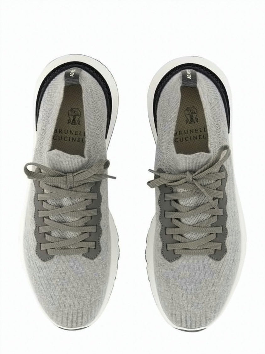 Brunello Cucinelli Knitted Cotton Runner With Semi-Polished Capskin Details