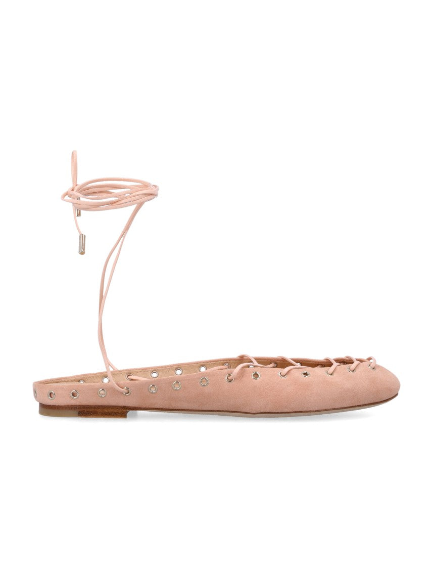 Chloé Peachy Pink Ghillies Ballerinas With Corset-Inspired Lacing