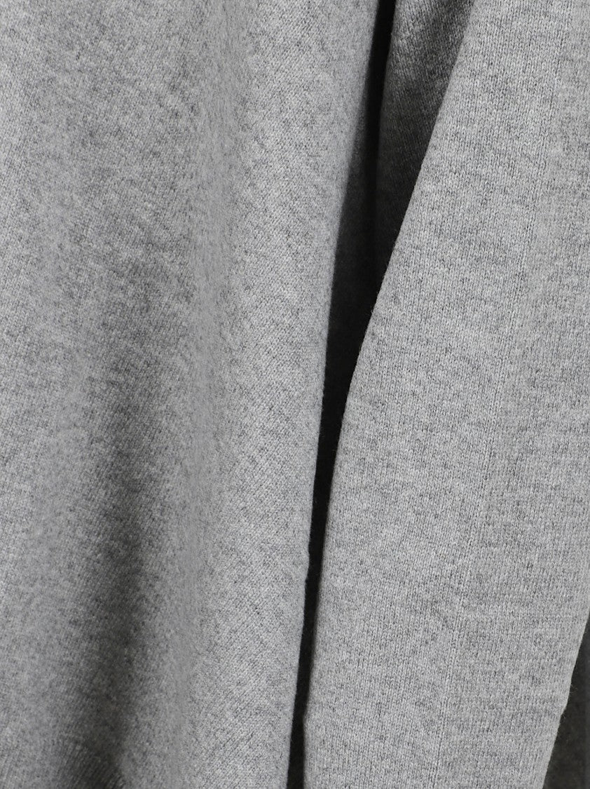 Alexander Mcqueen Asymmetric Hem Grey Cashmere Sweater With Ribbed Cuffs