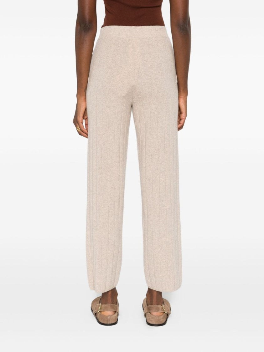 Max Mara Beige Knit Trousers With Tapered Leg