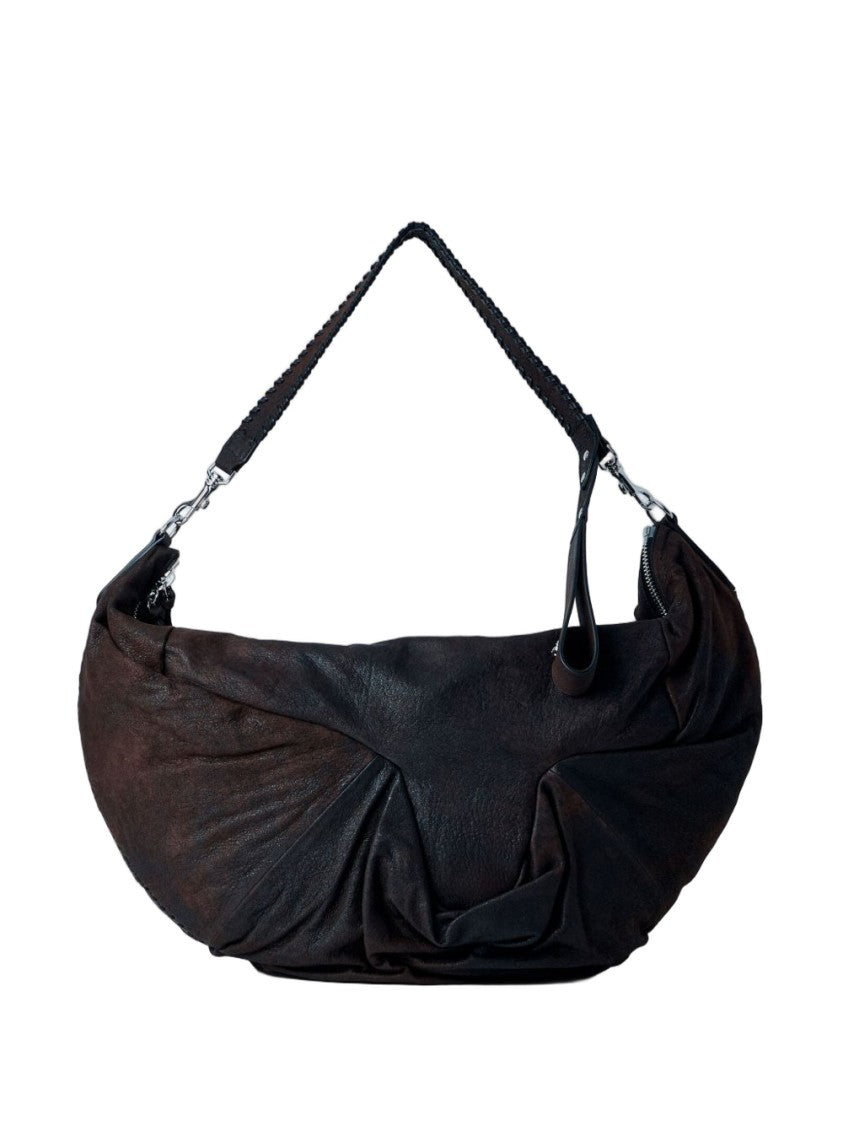 Vivienne Westwood Brown Slouchy Gathered Leather Crescent Bag