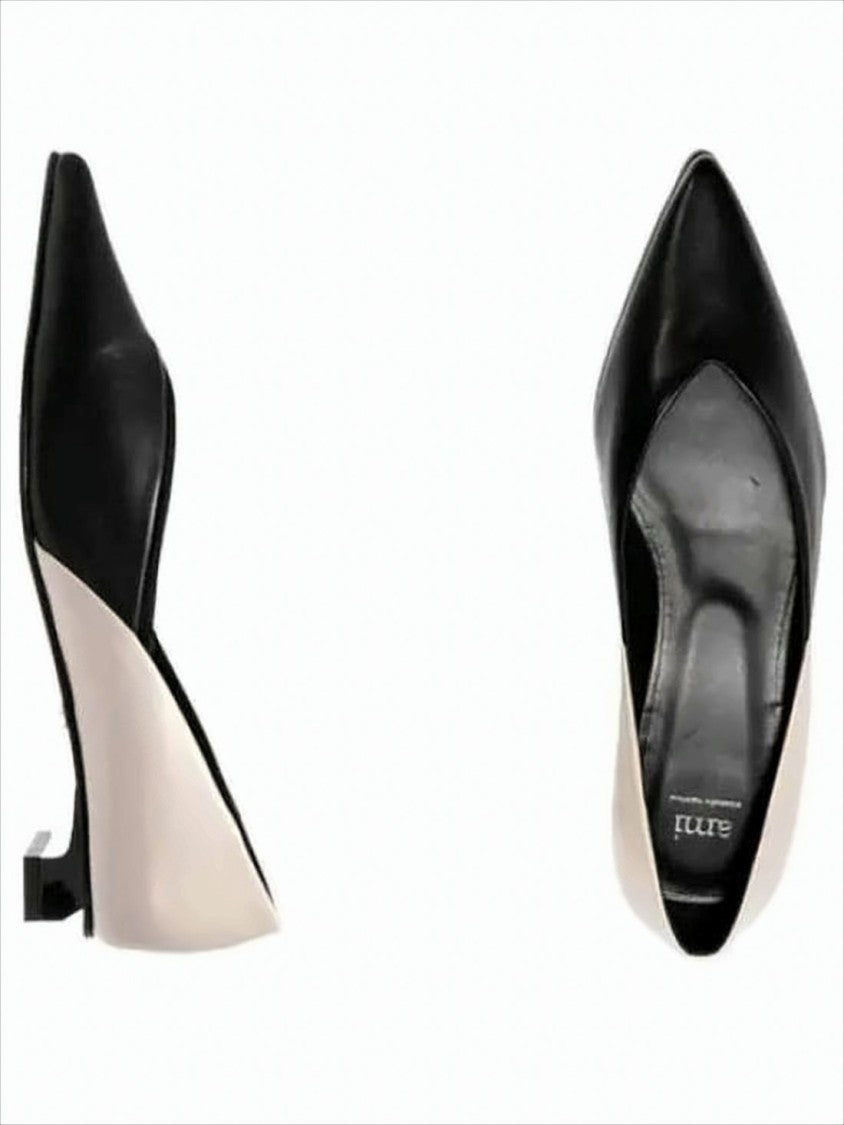 Ami Paris Pointed-Toe Two-Tone Pumps With Unique Heel Design