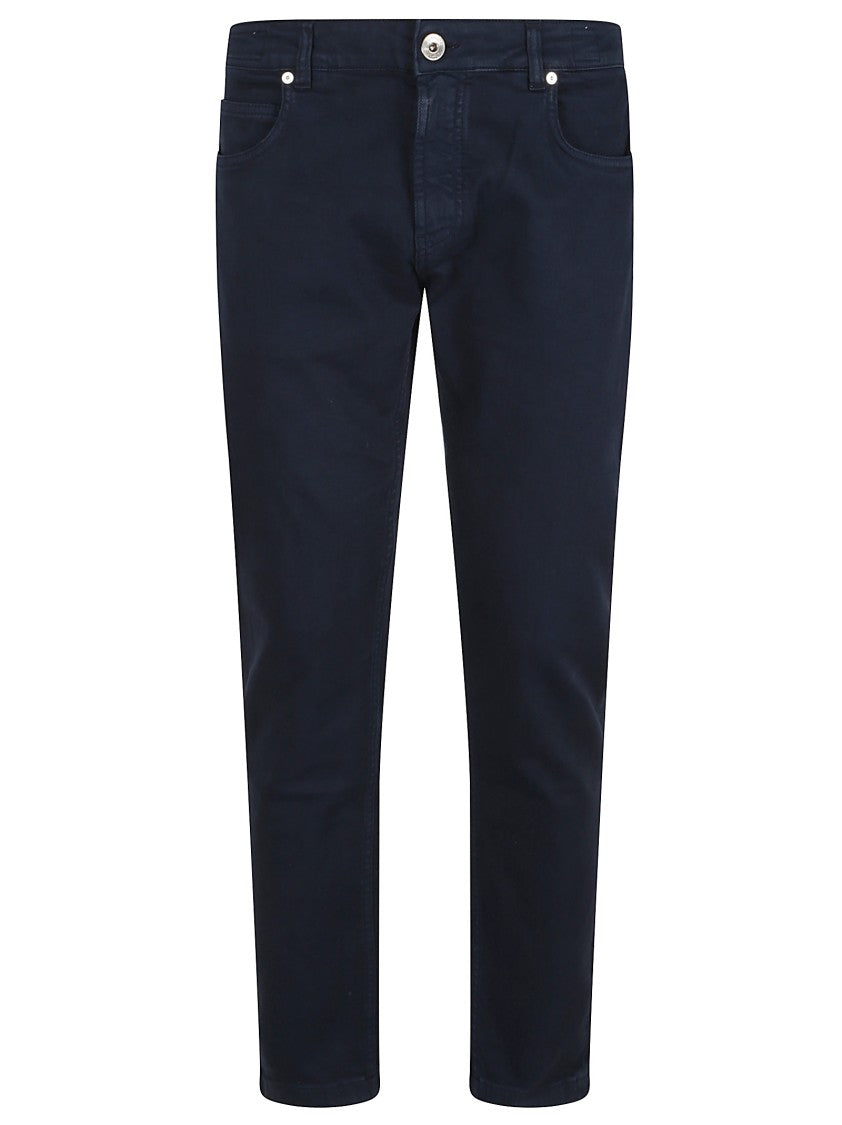 Eleventy Blue Cotton Denim Trousers