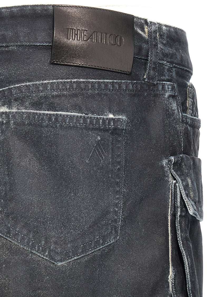 The Attico Distressed Black Cargo Mini Skirt