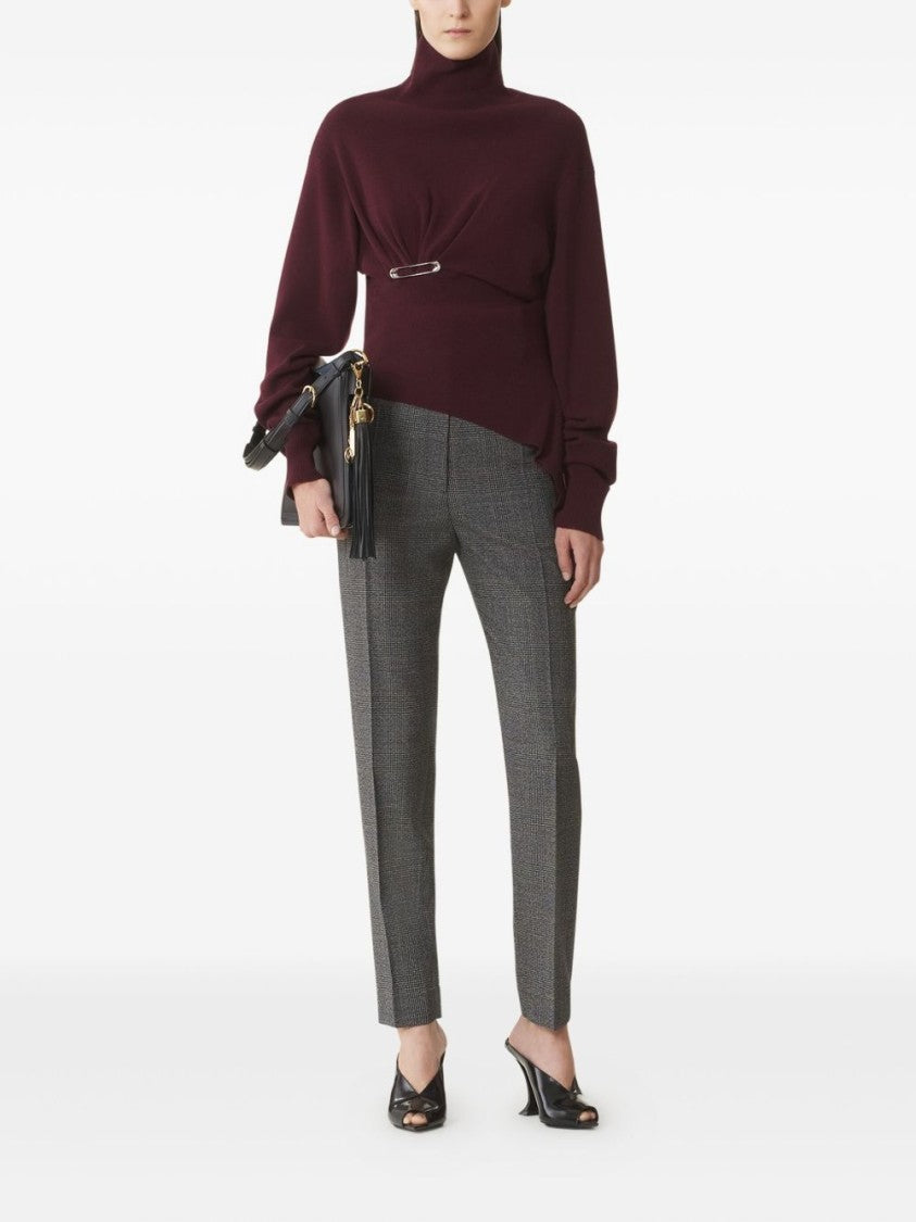 Lanvin Burgundy Knit Wool-Cashmere Sweater With Asymmetrical Hem