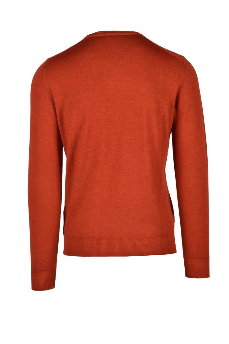 Fama Red Crewneck Merino Wool Sweater