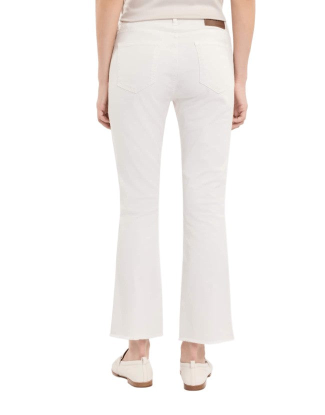 Fay White Skinny Trousers with Frayed Hem