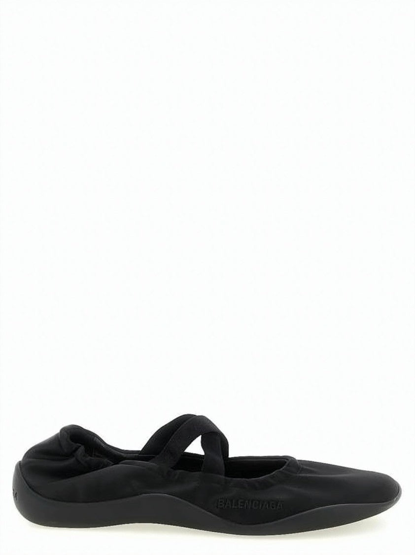 Balenciaga Minimalist Black Flat Shoes With Elasticized Back