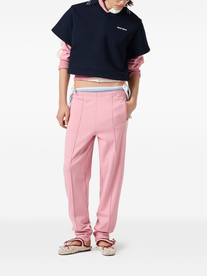 Miu Miu Black Cropped Boxy V-Neck Embroidered Sweater