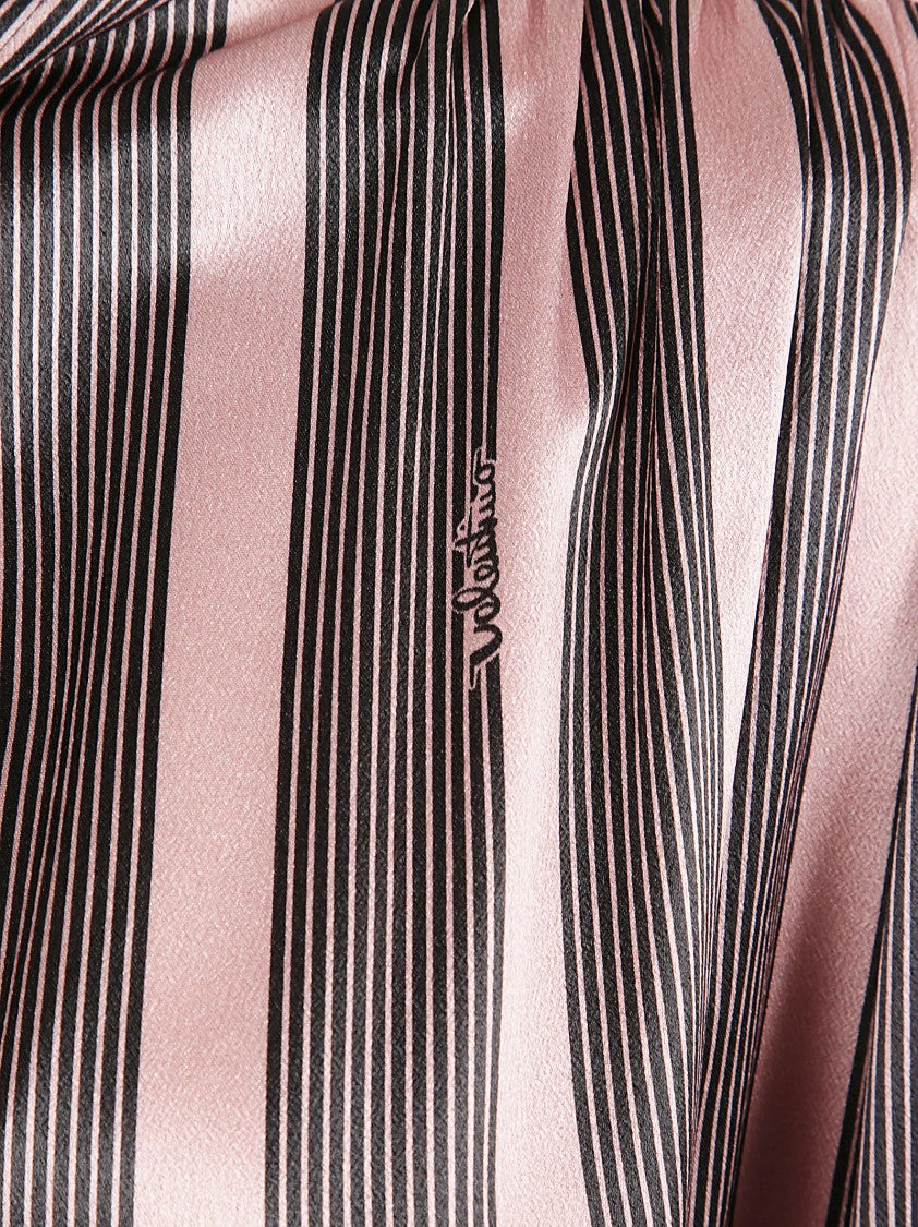 Valentino Garavani Striped Silk Satin Blouse With Lavallière Collar